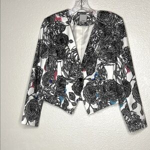 Halogen Women's Floral/Rose White Blazer Size Small